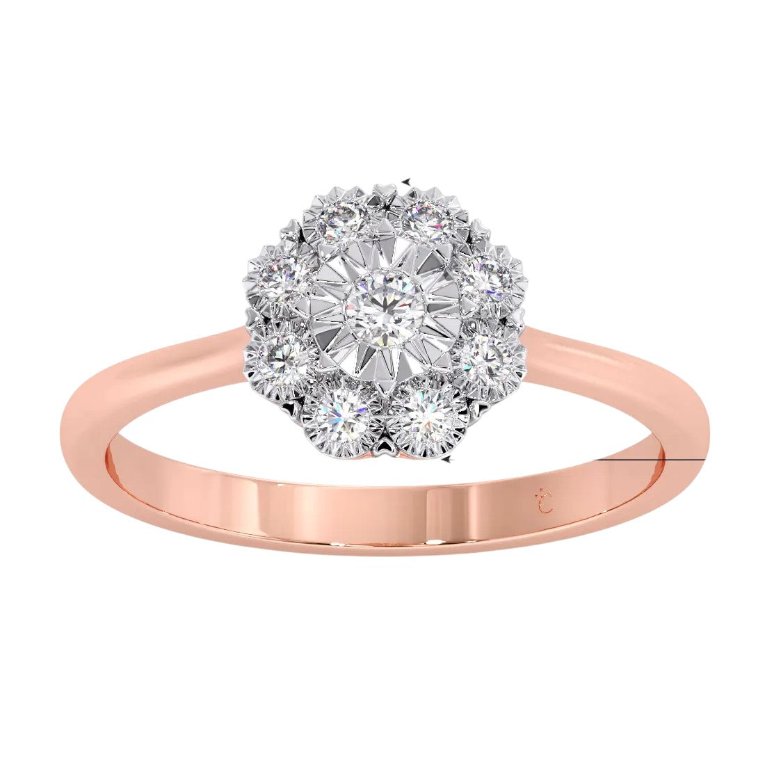 Floral 925 Sterling Silver Rose Gold Plated CZ Stone Light Weight Ring For Women By Kesardeep